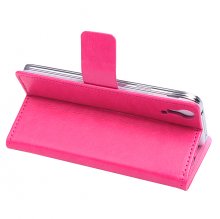 Leather Flip Cover Case Protect Case Stand for Cubot X9 Smartphone Rose