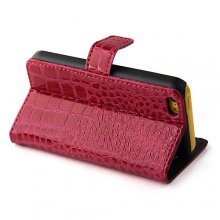 Magnetic Closure Protective Flip Cover Stand Crocodile Stripe Leather Case for iPhone5c