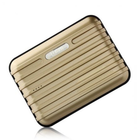 Lumen Stone Line 12000mAh Dual USB Power Bank with Flashlight Gold