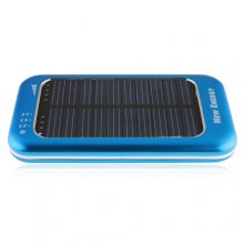 3500mAh Solar Charger Power Bank with 6 Connectors for iPhone Smart Phone- Blue