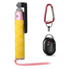 iPearl Pearlty Porket Monopod Selfie Stick+Bluetooth Shutter+Clip Holder+Buckle Pink