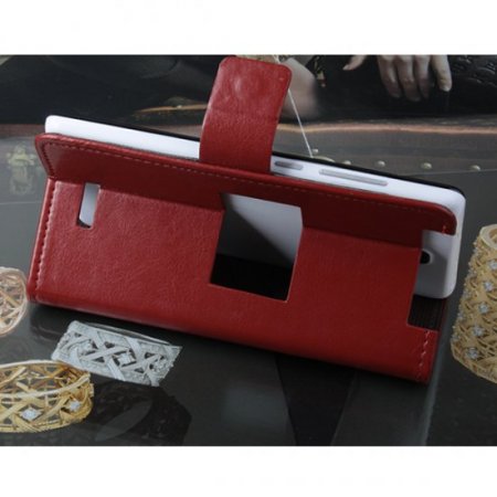 Fashion Leather Flip Case Cover for iNew V8 Smartphone Brown