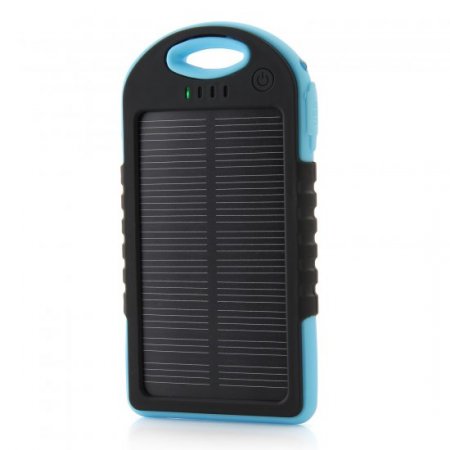 5000mAh Waterproof USB Solar Charger Power Bank Shakeproof Dust Proof Black&Blue