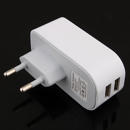 2A 10W Dual USB Power Adapter EU Plug White
