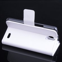 Leather Flip Cover Case Protect Case Stand for TCL S820 Smartphone White