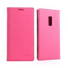 Cool Cross Pattern Leather Flip Case Built-in Magnetic for ONEPLUS 2 Smartphone Rose