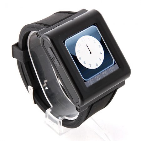 AK912 Watch Phone Silicon Strap Single SIM Card Pinhole Camera FM Bluetooth 1.6 Inch Touch Screen- Black