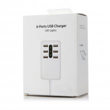 6-Ports DC 5.2V/ 2.4A USB Charger with LED Lights White