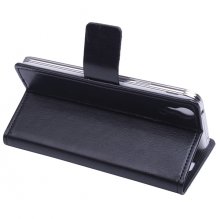 Leather Flip Cover Case Protect Case Stand for Cubot X9 Smartphone Black