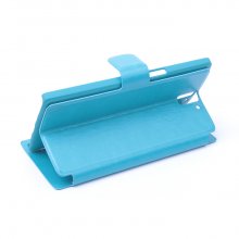 Leather Flip Cover Case Stand for Oneplus One Smartphone Blue