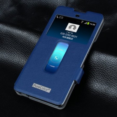 S-view Flip Cover Case Stand for ZTE Nubia Z7 Max Smartphone Blue