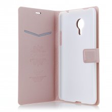 Flower Show Leather Flip Cover Stand Case for MEIZU MX4 Smartphone Champagne