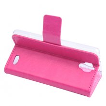 Leather Flip Cover Case Protect Case Stand for TCL S820 Smartphone Rose