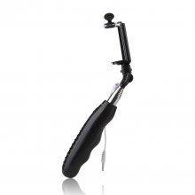 Portable Extendable Handheld Wired Monopod Selfie Stick with Built-in Shutter Black