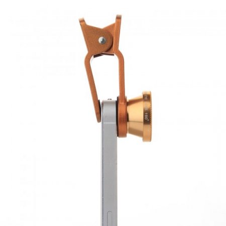OD-009 4 in 1 Universal 180 Clip Smartphone Fish Eye Camera Lens Golden