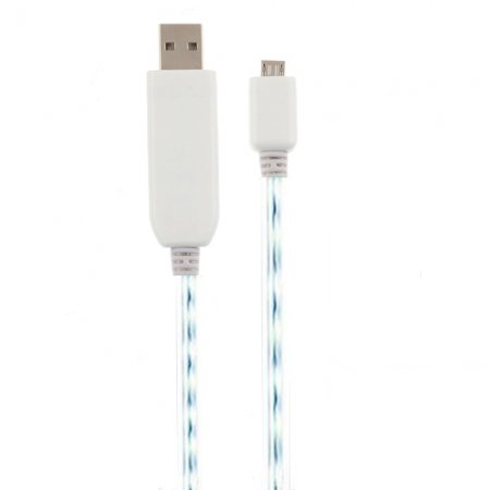 PowerChic White Micro USB Charge & Sync Cable with Blue Visible EL for MP3 MP4 Mobile Phones