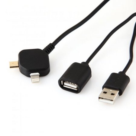 Multifunction OTG Data Change USB Charge Mutual Conductive Cable - Black