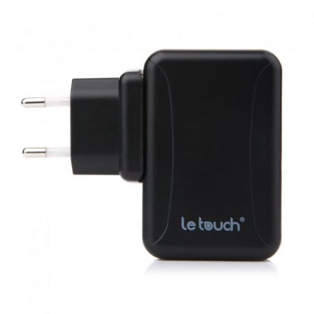 Le touch Power Bin Travel Charger 4 USB Port with Universal AC Plugs EU UK US AU- Black