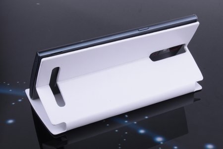 Leather Flip Cover Stand Case for Elephone G6 Smartphone White