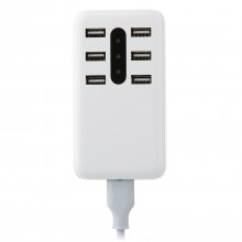 6-Ports DC 5.2V/ 2.4A USB Charger with LED Lights White