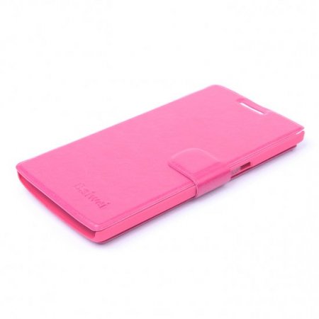 Leather Flip Cover Case Stand for Oneplus One Smartphone Pink