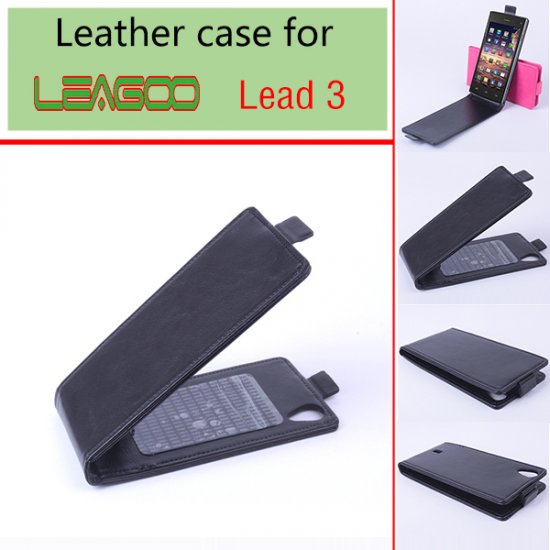 Leather Flip Cover Case Stand for Leagoo Lead 3 Smartphone Black