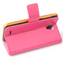Protective PU Leather Flip Case for JIAYU G2F Smartphone Rosy
