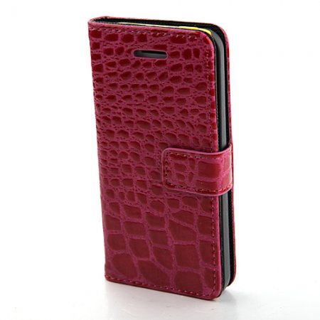 Magnetic Closure Protective Flip Cover Stand Crocodile Stripe Leather Case for iPhone5c