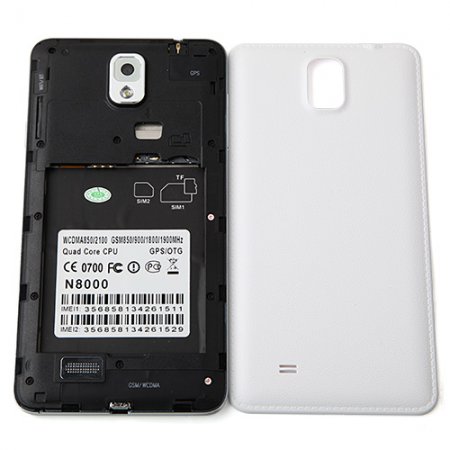 Tengda N8000 Smartphone Android 4.2 MTK6582 Quad Core 5.5 Inch 1GB 4GB 3G OTG Gesture Sensing White