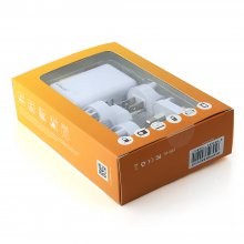 Le touch Power Bin Travel Charger 4 USB Port with Universal AC Plugs EU UK US AU- White