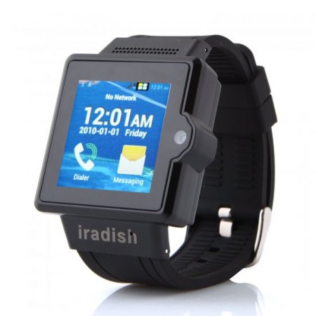 I6 Watch Phone 1.54 Inch MTK6577 Android 4.0 Camera 4GB GPS 3G - Black