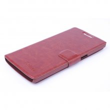 Leather Flip Cover Case Stand for Oneplus One Smartphone Brown