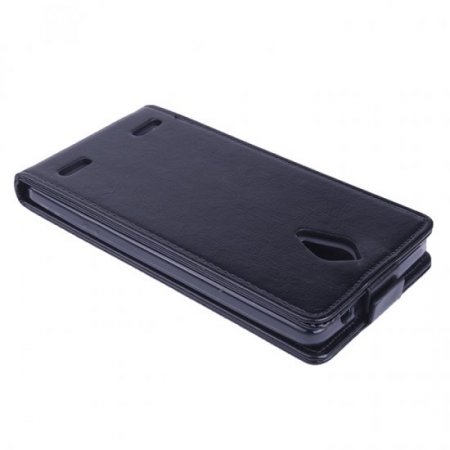 Leather Flip Cover Case Stand ZTE V5 MAX Smartphone Black