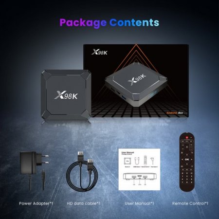 X98K Set Top Box Android 13.0 Rockchip RK3528 WiFi 6 BT5.0 HDK 10+ 8K HEVC 1000M Ethernet Multi-Language Android TVBOX