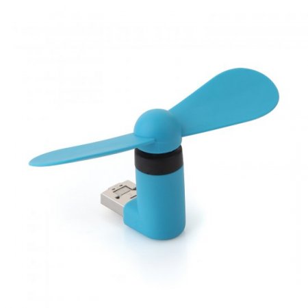 Portable 2in1 Micro 5Pin USB Fans for External Mobile Power Bank & Cellphone Blue