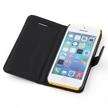 Magnetic Closure Protective Flip Cover Stand Litchi Stripe Leather Case for iPhone5c