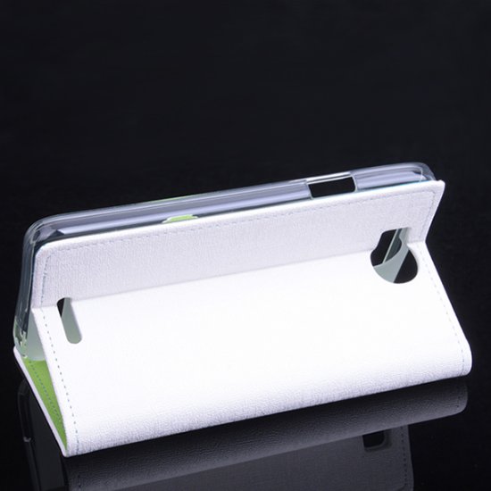 Leather Flip Contract Color Cover Case Protect Case Stand for InFocus M530 White