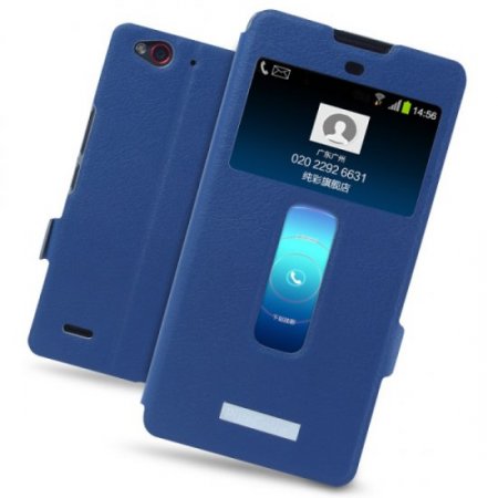 S-view Flip Cover Case Stand for ZTE Nubia Z7 Max Smartphone Blue