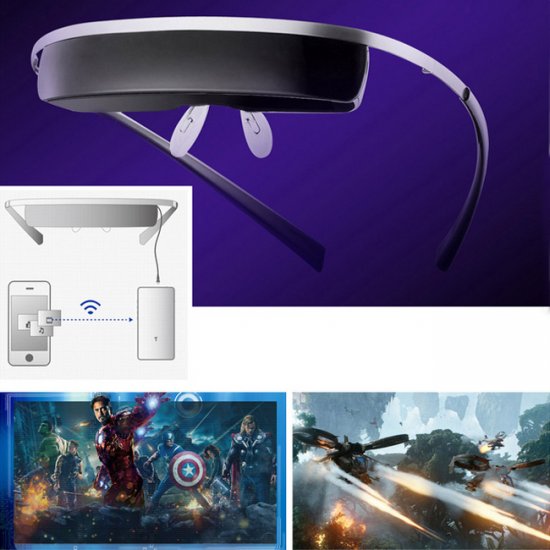 42" Virtual Screen Personal 2D/3D Viewer Video Glasses Cinema Theater 16:9 with AV-In