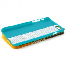 Leather Flip Cover Stand Case for iPhone 6 Orange ＆ Blue