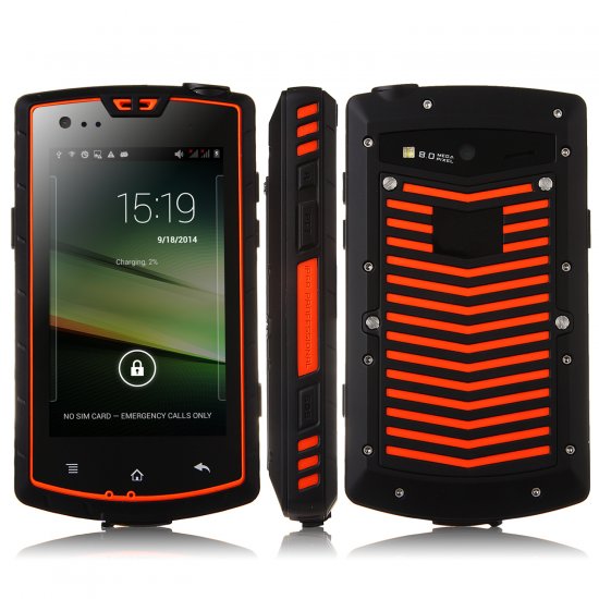 Tengda S600 Smartphone IP68 Walkie Talkie Android 4.2 MTK6572W 4.0 Inch 3G SOS Orange