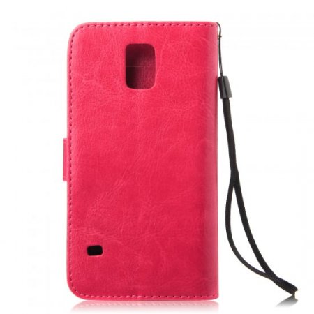 Fashion Multifunctional Pocket Style PU Leather Stand Case for Samsung Galaxy S5 Rose