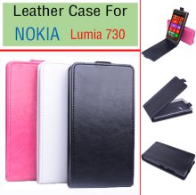 Leather Flip Cover Case Stand Nokia Lumia 730 Smartphone Black