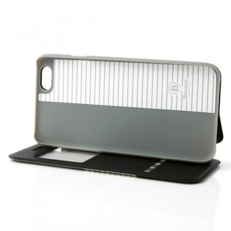 Leather Flip Cover Stand Case for iPhone 6 Black ＆ Gray