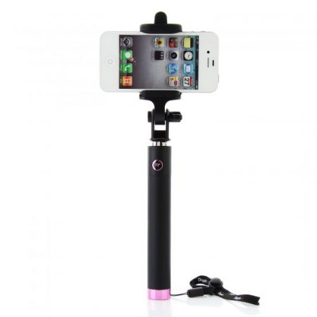 Dispho Original Bluetooth Selfie Stick Integrated Foldable Smart Shooting Aid Rosy