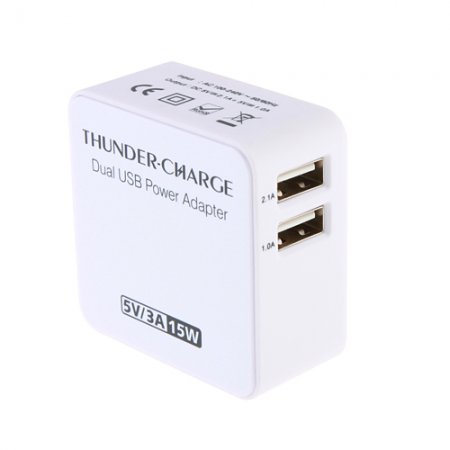 Universal 3A/5V Dual USB Power Adapter