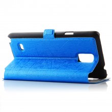 Fashion Leather View Flip Case Cover for Samsung Galaxy Note4 Smartphone Blue