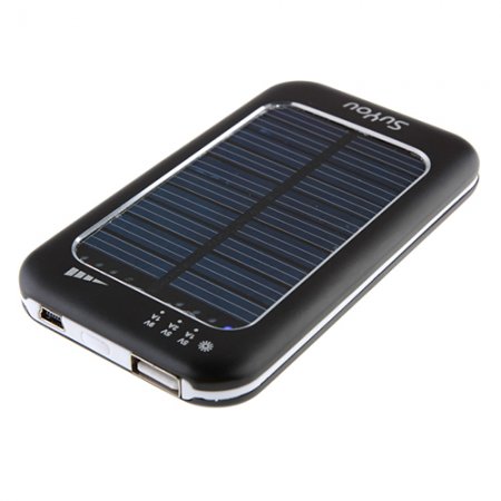 3500mAh Solar Charger Power Bank with 6 Connectors for iPhone Smart Phone- Black