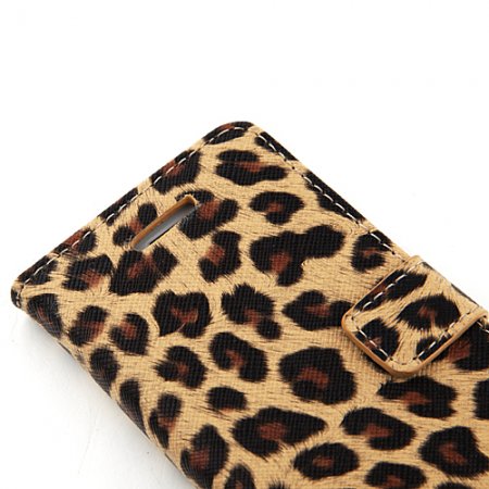 Magnetic Closure Protective Flip Cover Stand Leopard Stripe Leather Case for iPhone5c