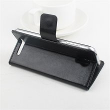 Leather Flip Cover Case Protective Case Stand for DOOGEE Y100 Pro Smartphone Black